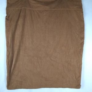 Derek Heart Pencil Skirt Brown Faux Suede